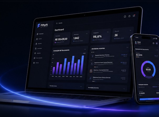 Dashboard Fthyrk em laptop e smartphone